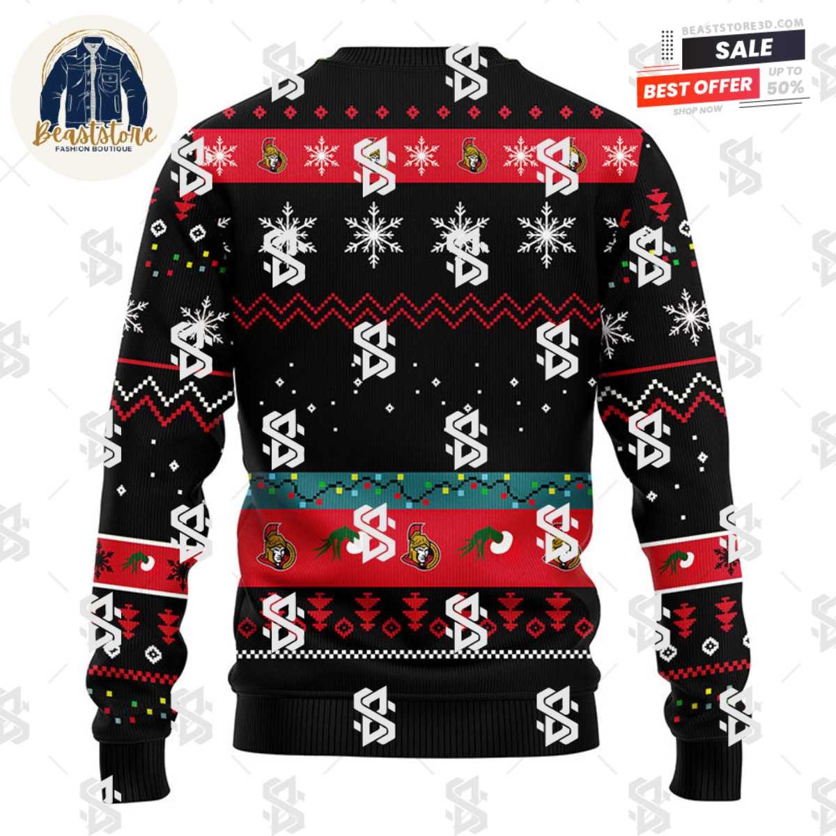 Ottawa Senators 12 Grinch Xmas Day Christmas Ugly Sweater