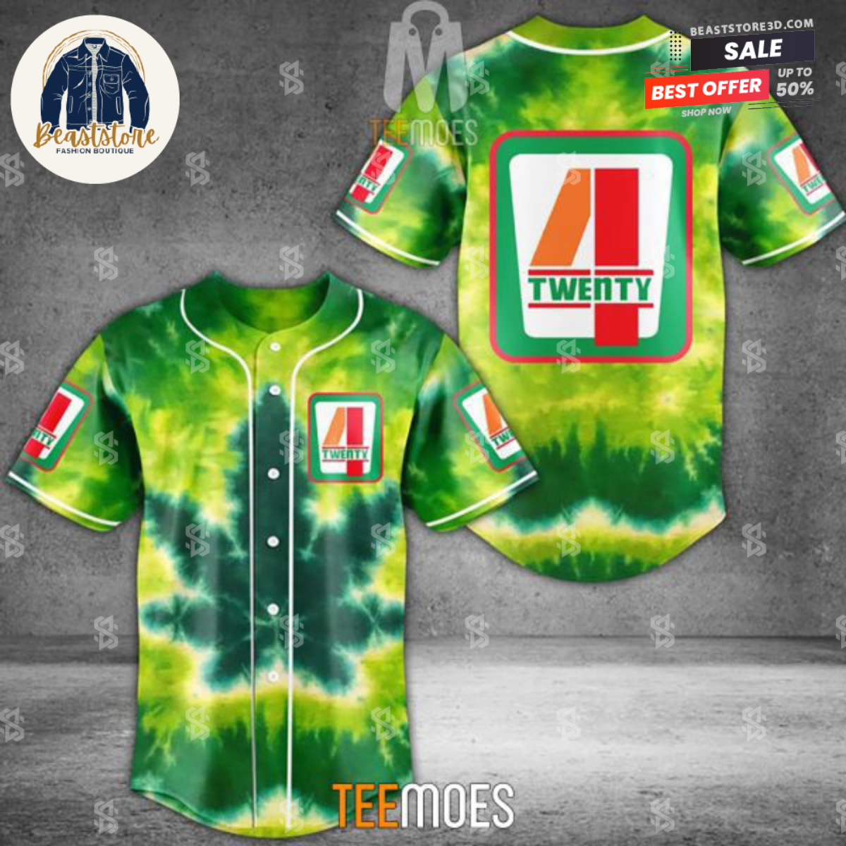 Parody Seven 11 Tiedye Green 420 Baseball Jersey