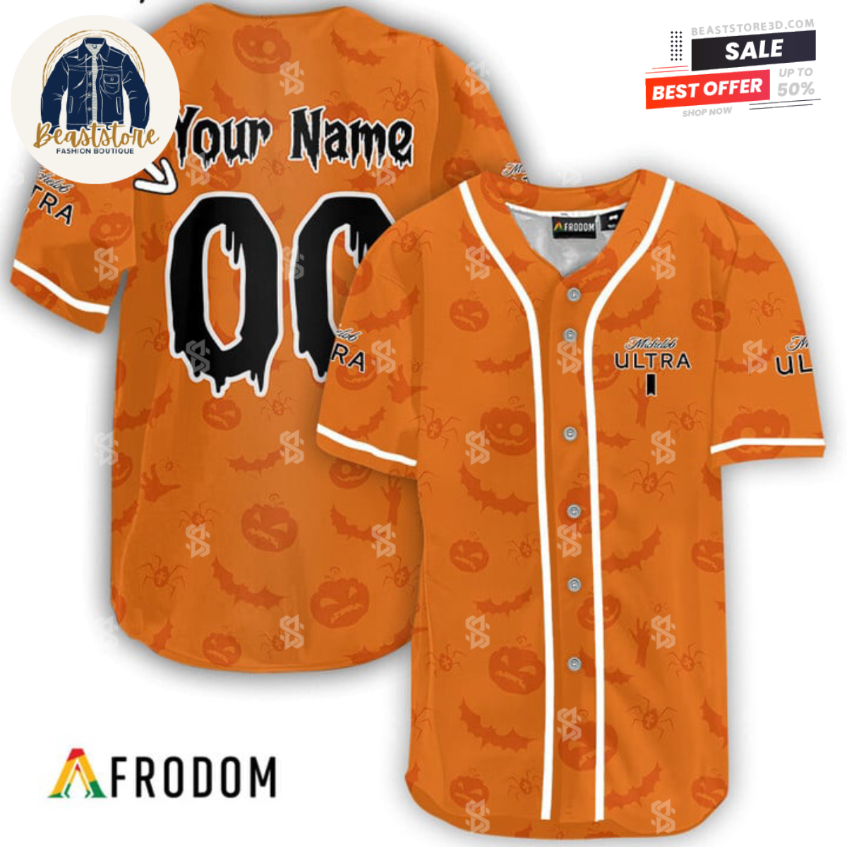Personalized Michelob ULTRA Halloween Patterns Baseball Jersey