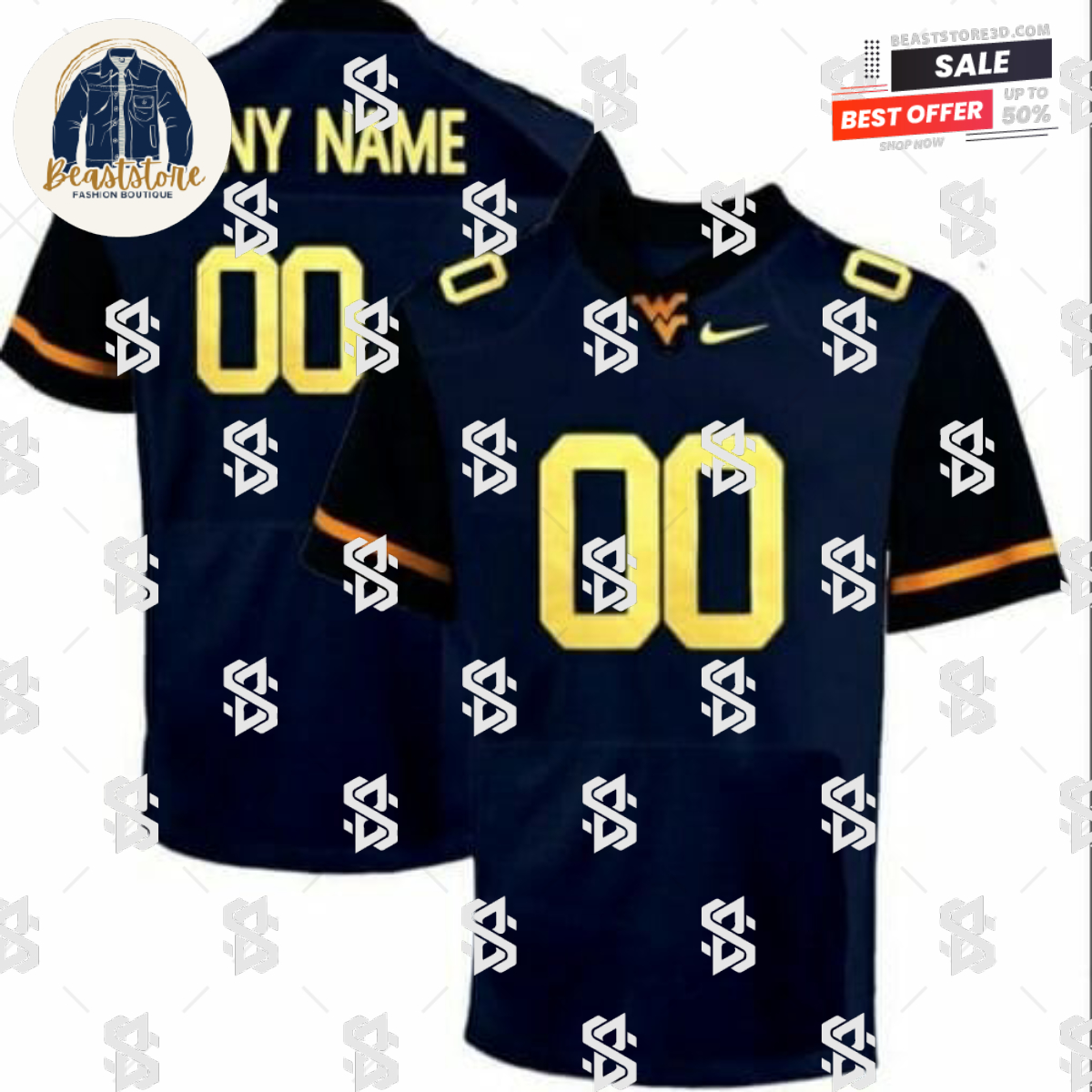 Personalized WVU Football Jersey NCAA Football Jersey Blue