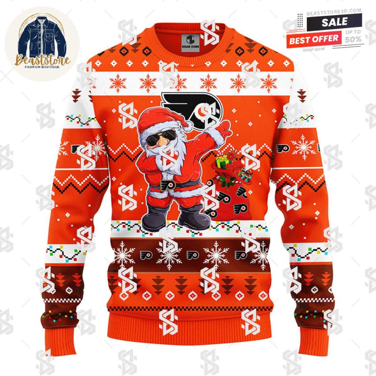 Philadelphia Flyers Dabbing Santa Claus Christmas Ugly Sweater