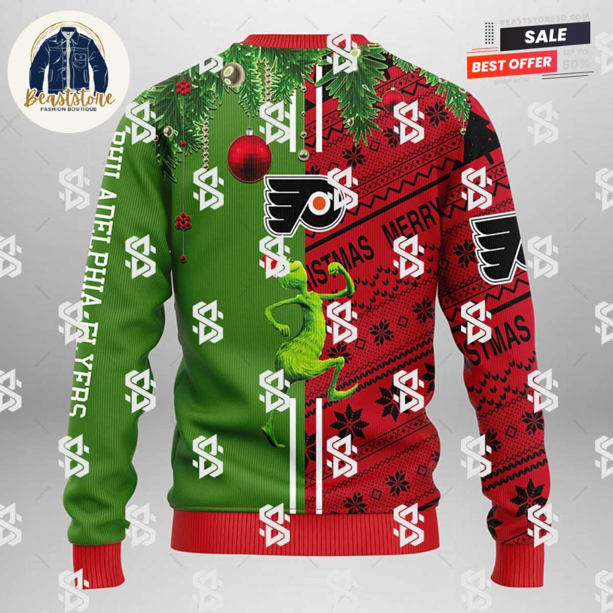 Philadelphia Flyers Grinch & Scooby-doo Christmas Ugly Sweater