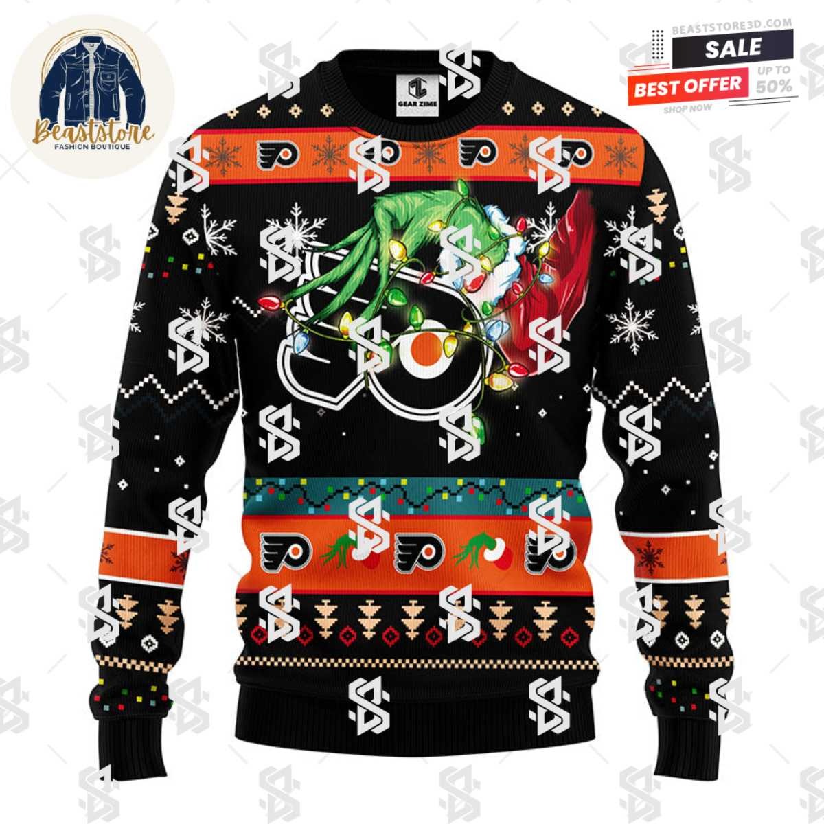 Philadelphia Flyers Grinch Christmas Ugly Sweater