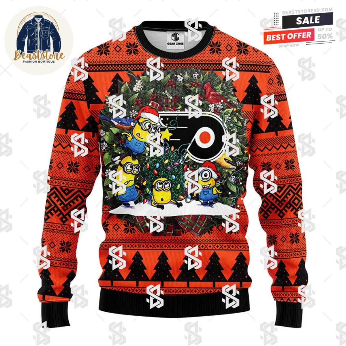 Philadelphia Flyers Minion Christmas Ugly Sweater