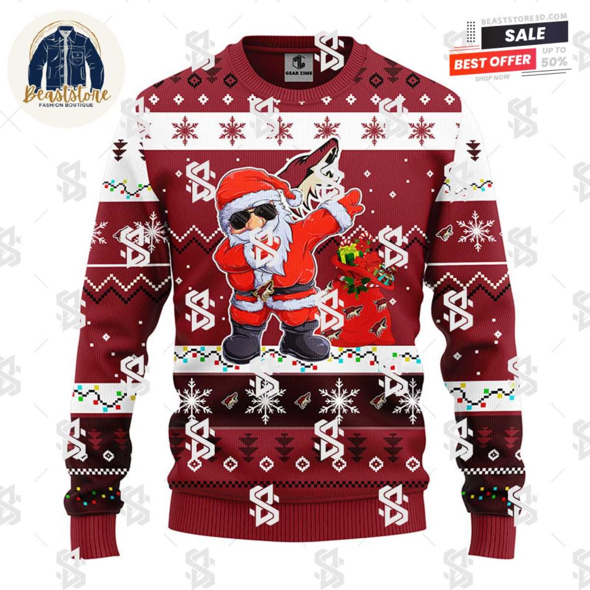 Phoenix Coyotes Dabbing Santa Claus Christmas Ugly Sweater