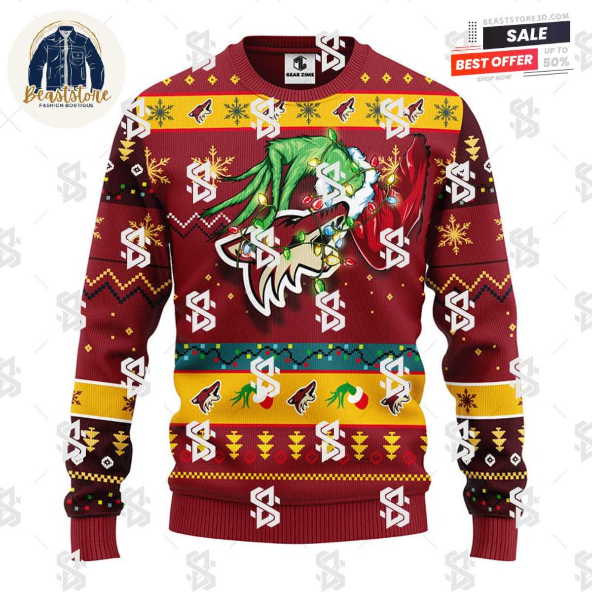 Phoenix Coyotes Grinch Christmas Ugly Sweater