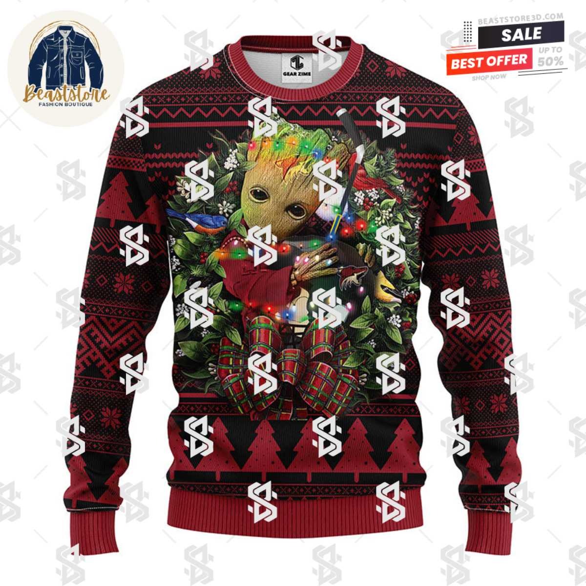 Phoenix Coyotes Groot Hug Christmas Ugly Sweater