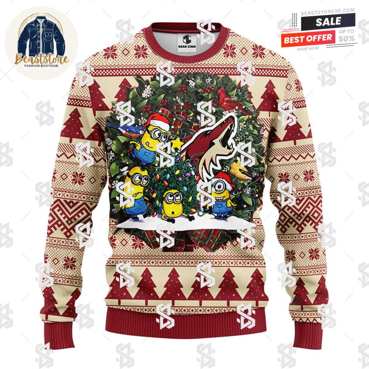 Phoenix Coyotes Minion Christmas Ugly Sweater