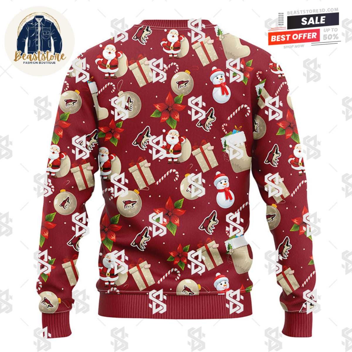 Phoenix Coyotes Santa Claus Snowman Christmas Ugly Sweater