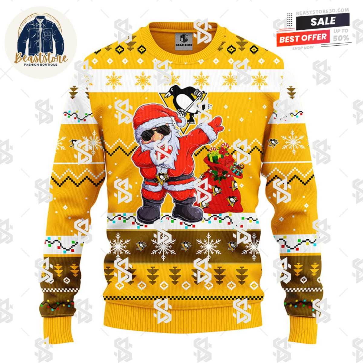 Pittsburgh Penguins Dabbing Santa Claus Christmas Ugly Sweater
