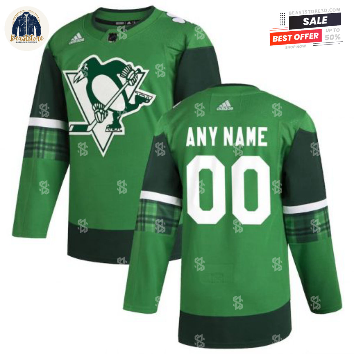 Pittsburgh Penguins Green St. Patrick Day Personalized NHL Hockey Jerseys