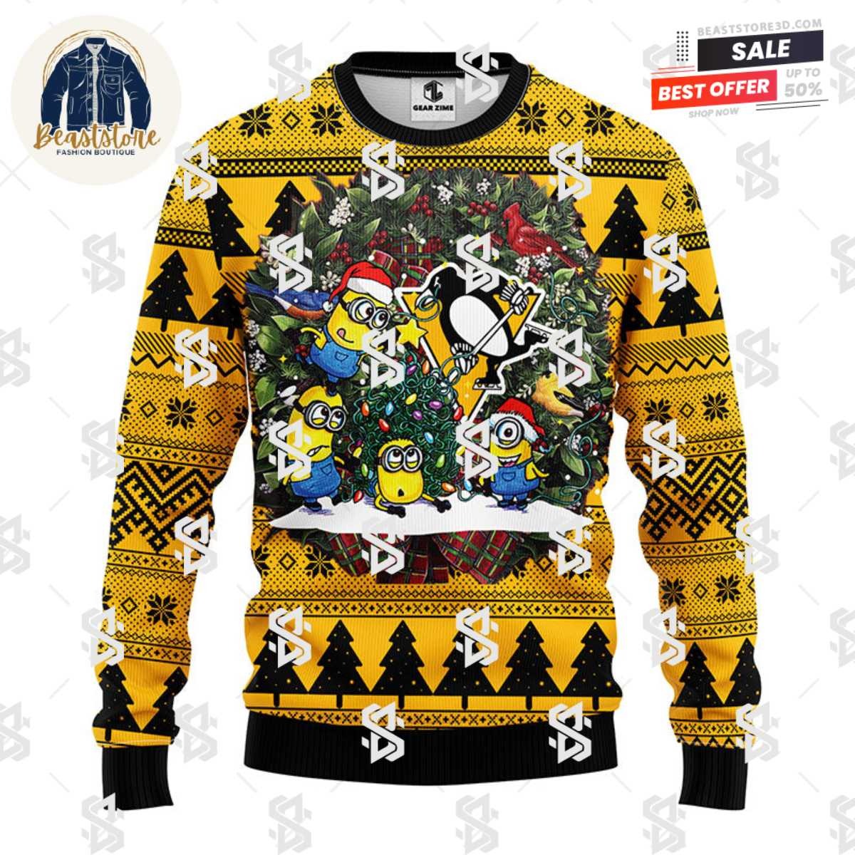 Pittsburgh Penguins Minion Christmas Ugly Sweater