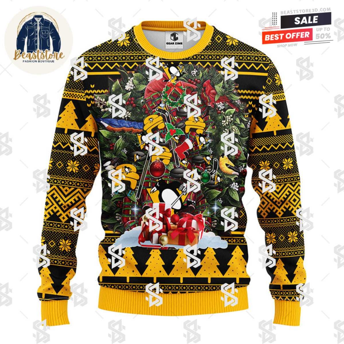 Pittsburgh Penguins Tree Ball Christmas Ugly Sweater