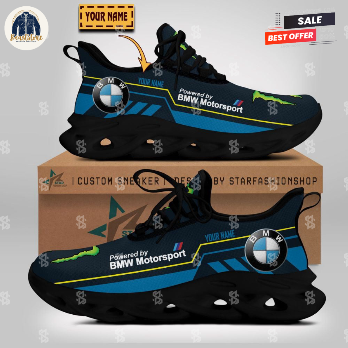 Powered By BMW Motorsport Black Personalized Max Soul Shoes