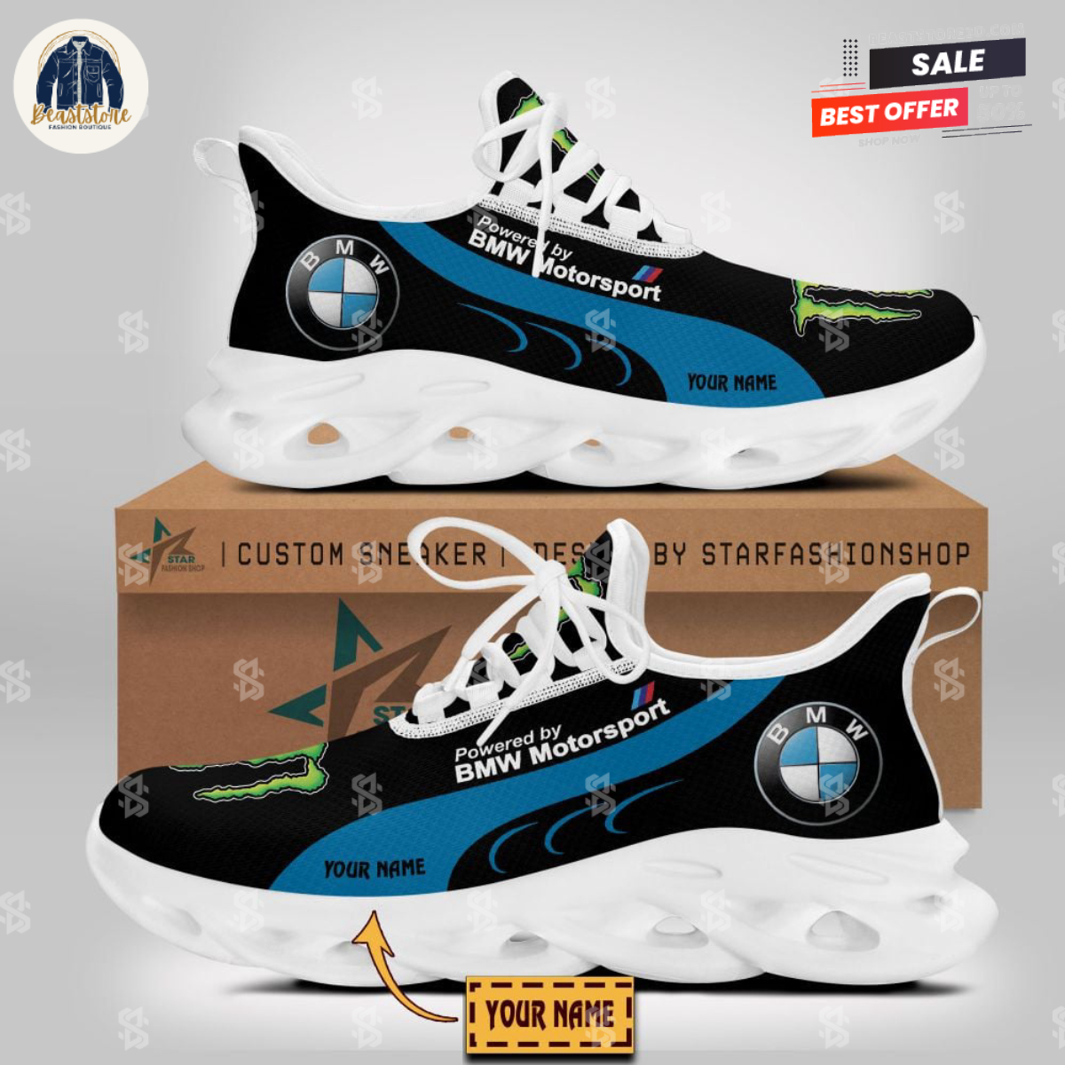 Powered By BMW Motorsport Special Blue White Personalized Max Soul Shoes