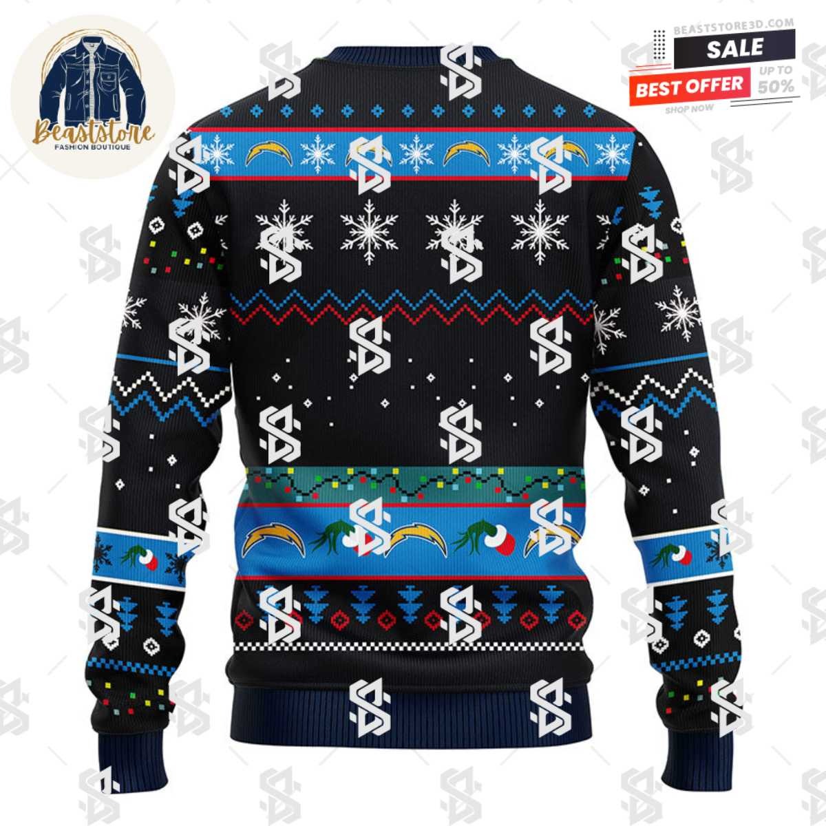 San Diego Chargers 12 Grinch Xmas Day Christmas Ugly Sweater