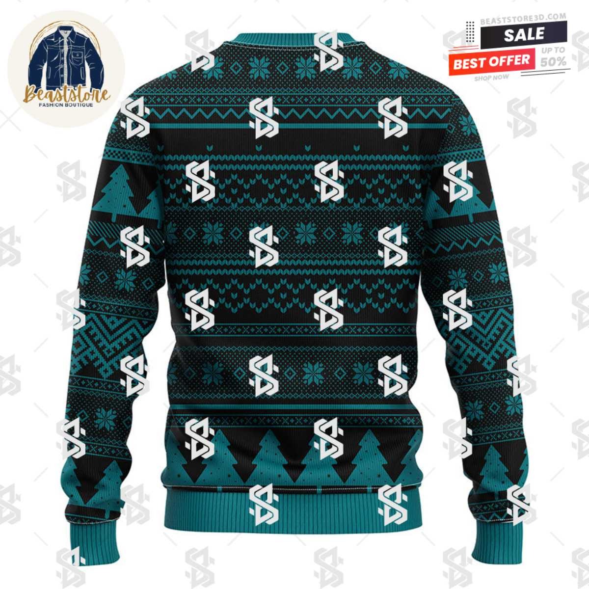 San Jose Sharks Grinch Hug Christmas Ugly Sweater