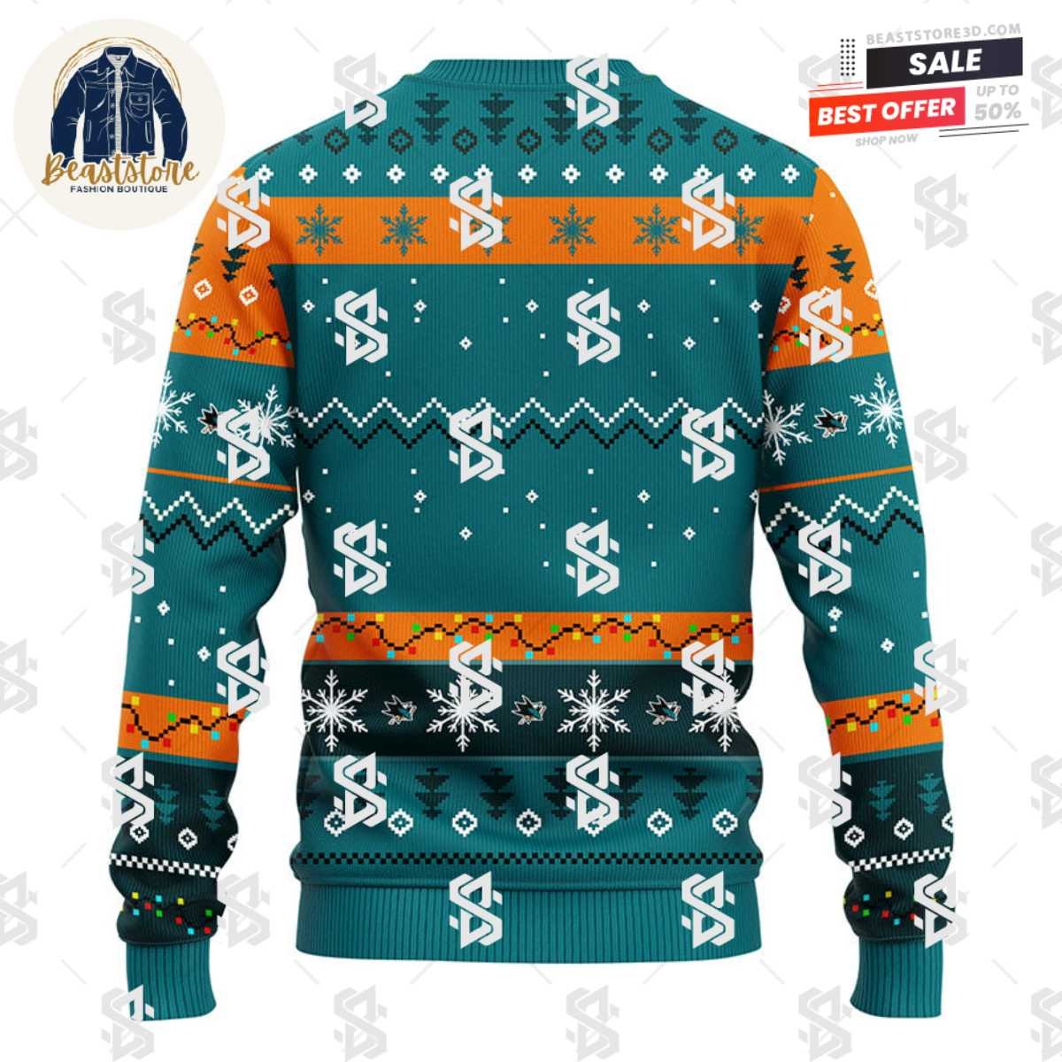 San Jose Sharks Hohoho Mickey Christmas Ugly Sweater