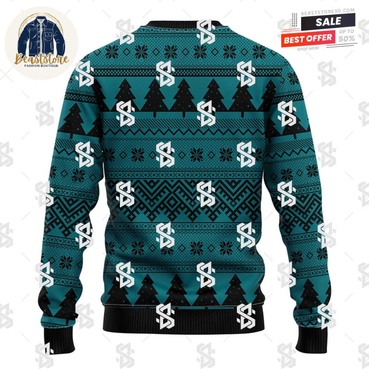 San Jose Sharks Minion Christmas Ugly Sweater
