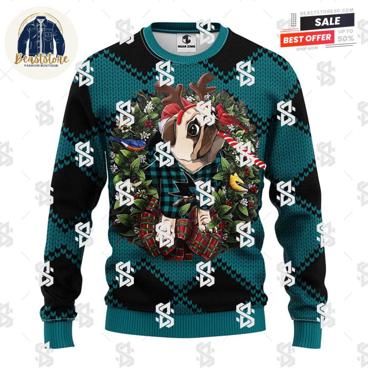 San Jose Sharks Pub Dog Christmas Ugly Sweater