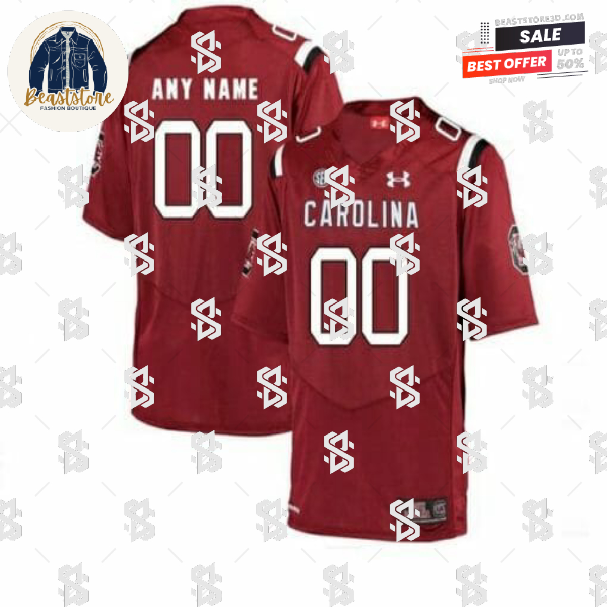 South Carolina Gamecocks Custom Jersey Name Number Football Red