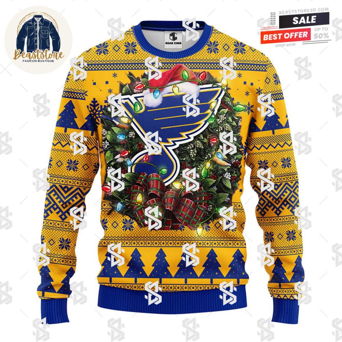 St. Louis Blues Christmas Ugly Sweater