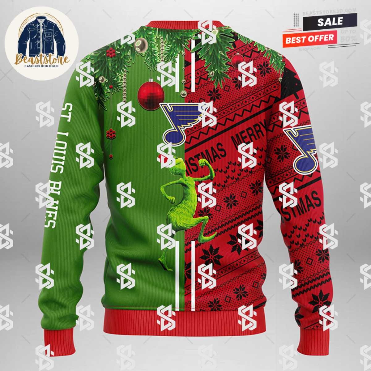 St. Louis Blues Grinch & Scooby-doo Christmas Ugly Sweater