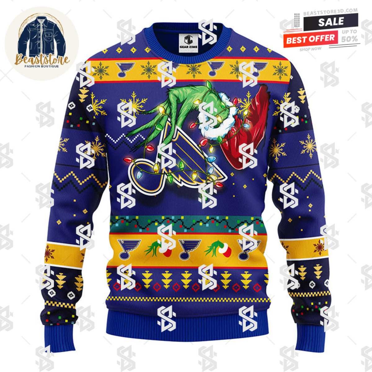 St. Louis Blues Grinch Christmas Ugly Sweater