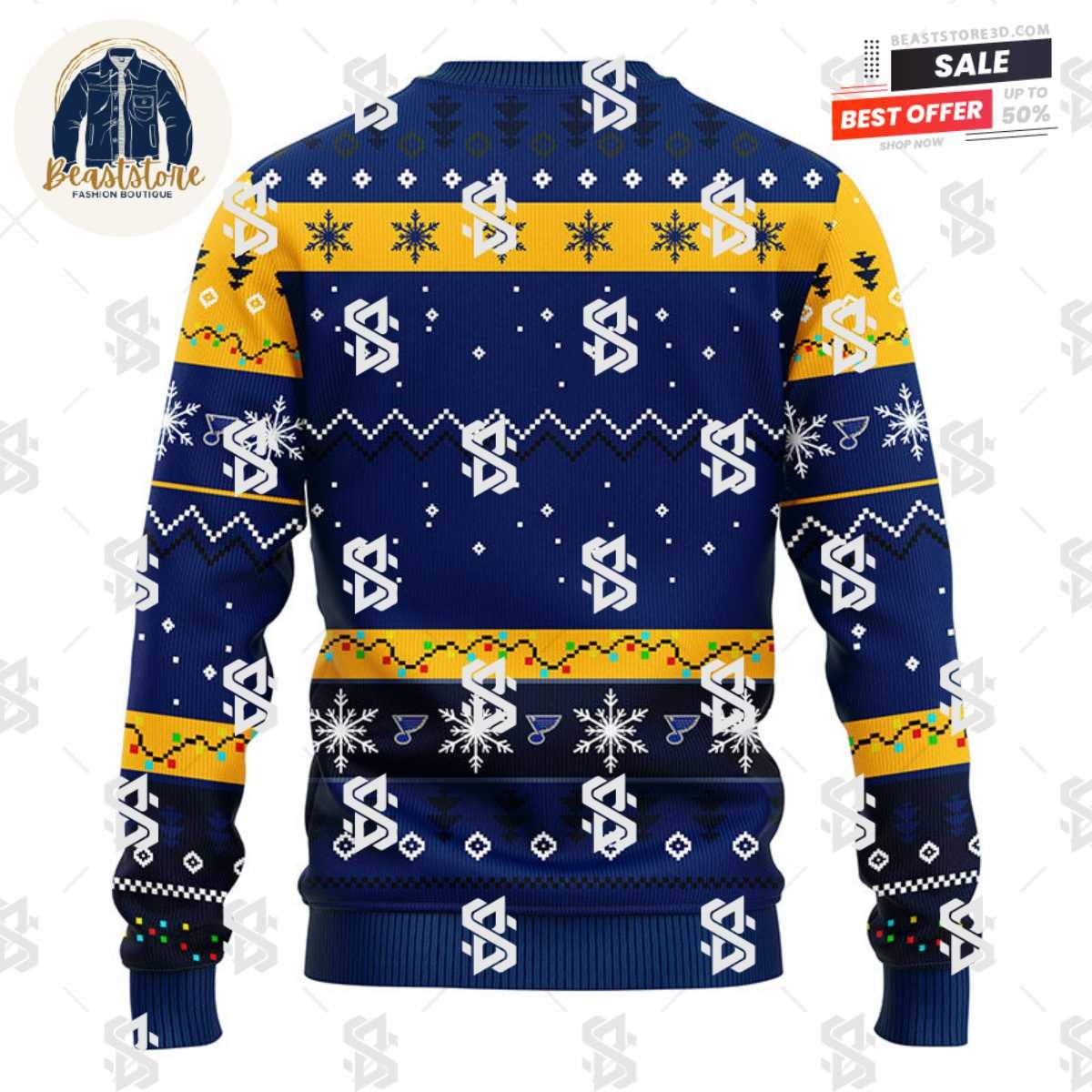 St. Louis Blues Hohoho Mickey Christmas Ugly Sweater