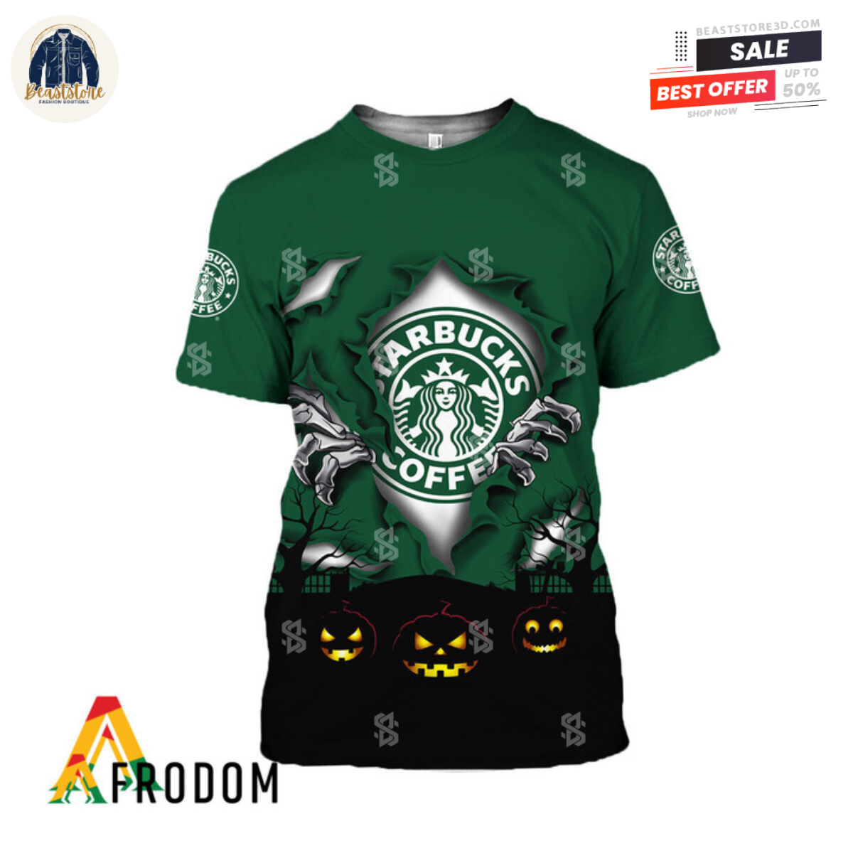 Starbucks Horror Night Halloween T-shirt 3D