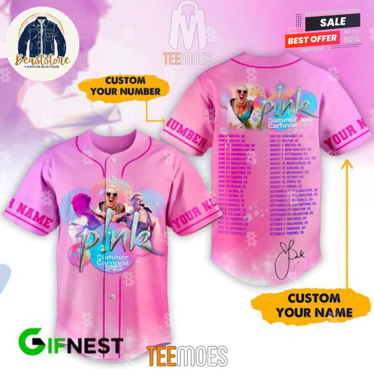 Summer Carnival 2023 Pink Tour Baseball Jersey
