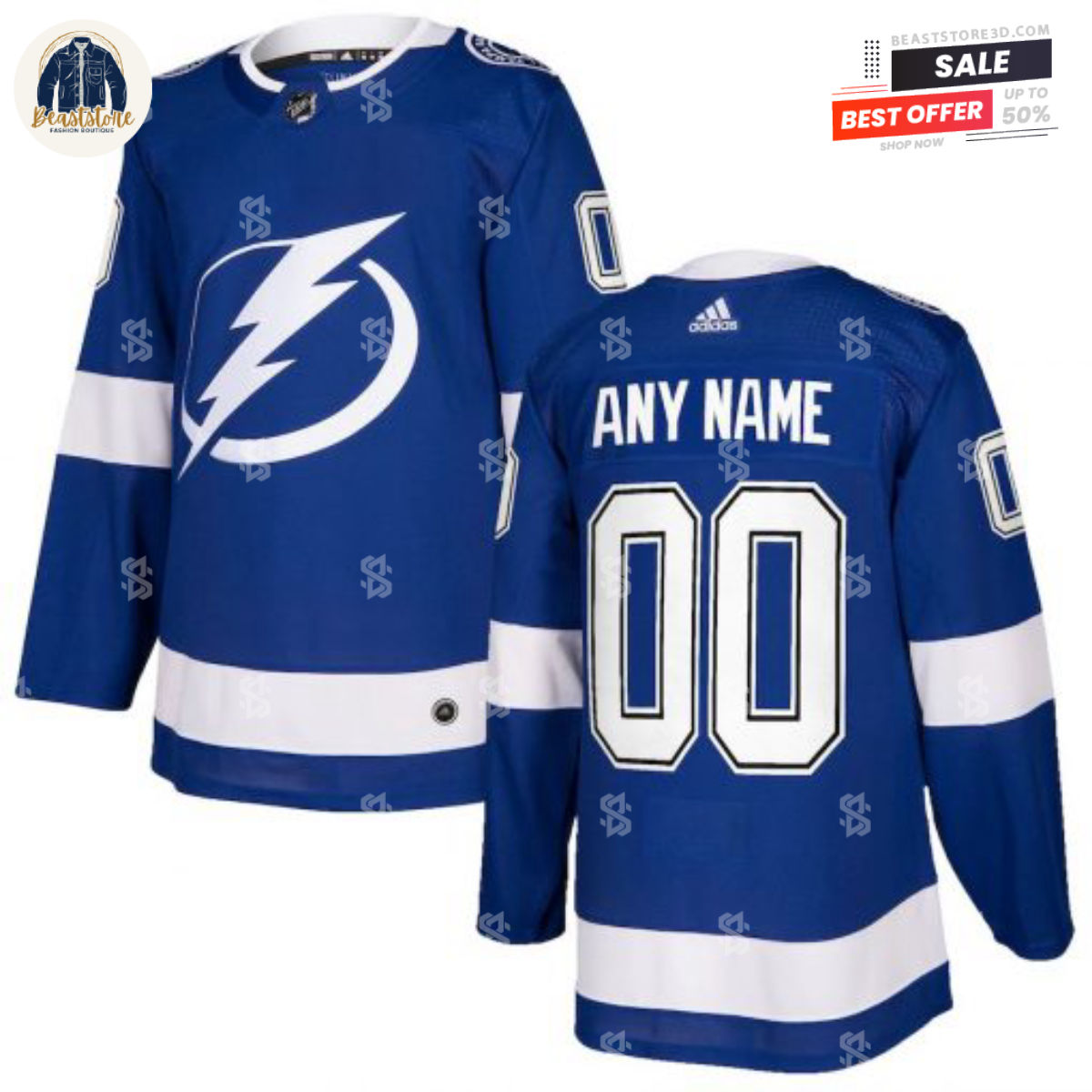 Tampa Bay Lightning Blue Personalized NHL Hockey Jerseys