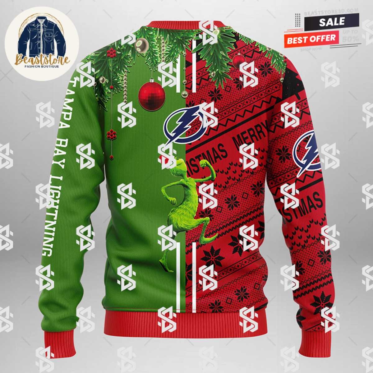 Tampa Bay Lightning Grinch & Scooby-doo Christmas Ugly Sweater