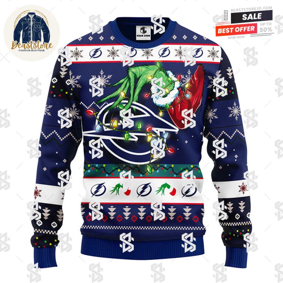 Tampa Bay Lightning Grinch Christmas Ugly Sweater