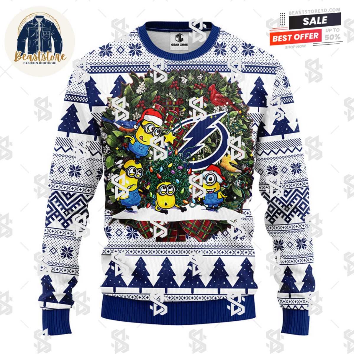 Tampa Bay Lightning Minion Christmas Ugly Sweater