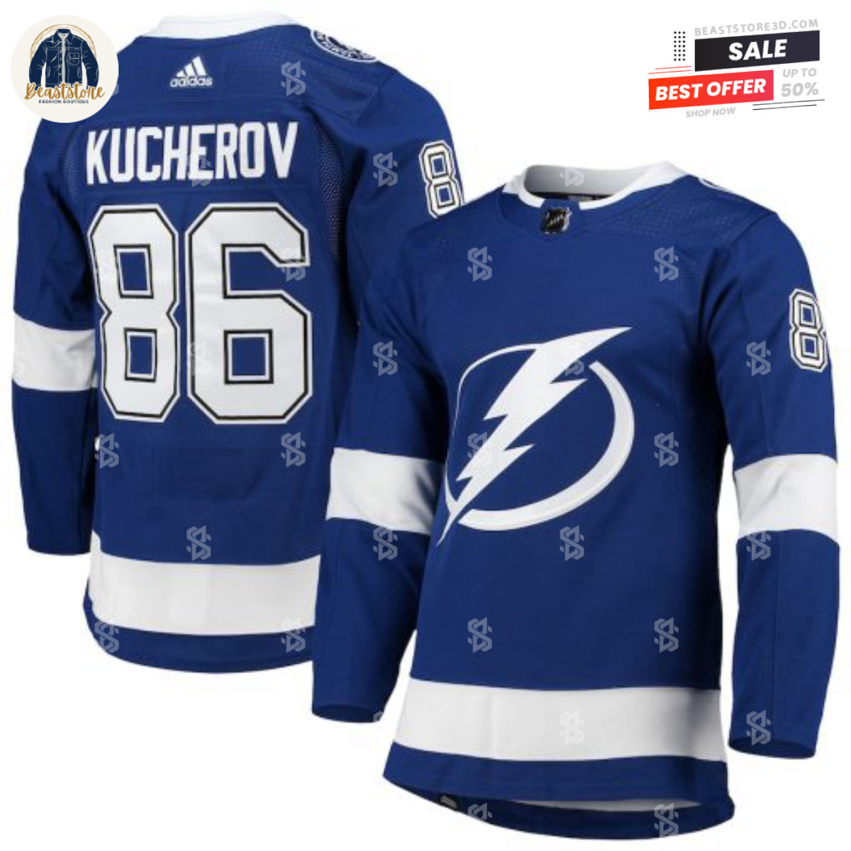 Tampa Bay Lightning Nikita Kucherov Blue Home Adidas NHL Hockey Jerseys