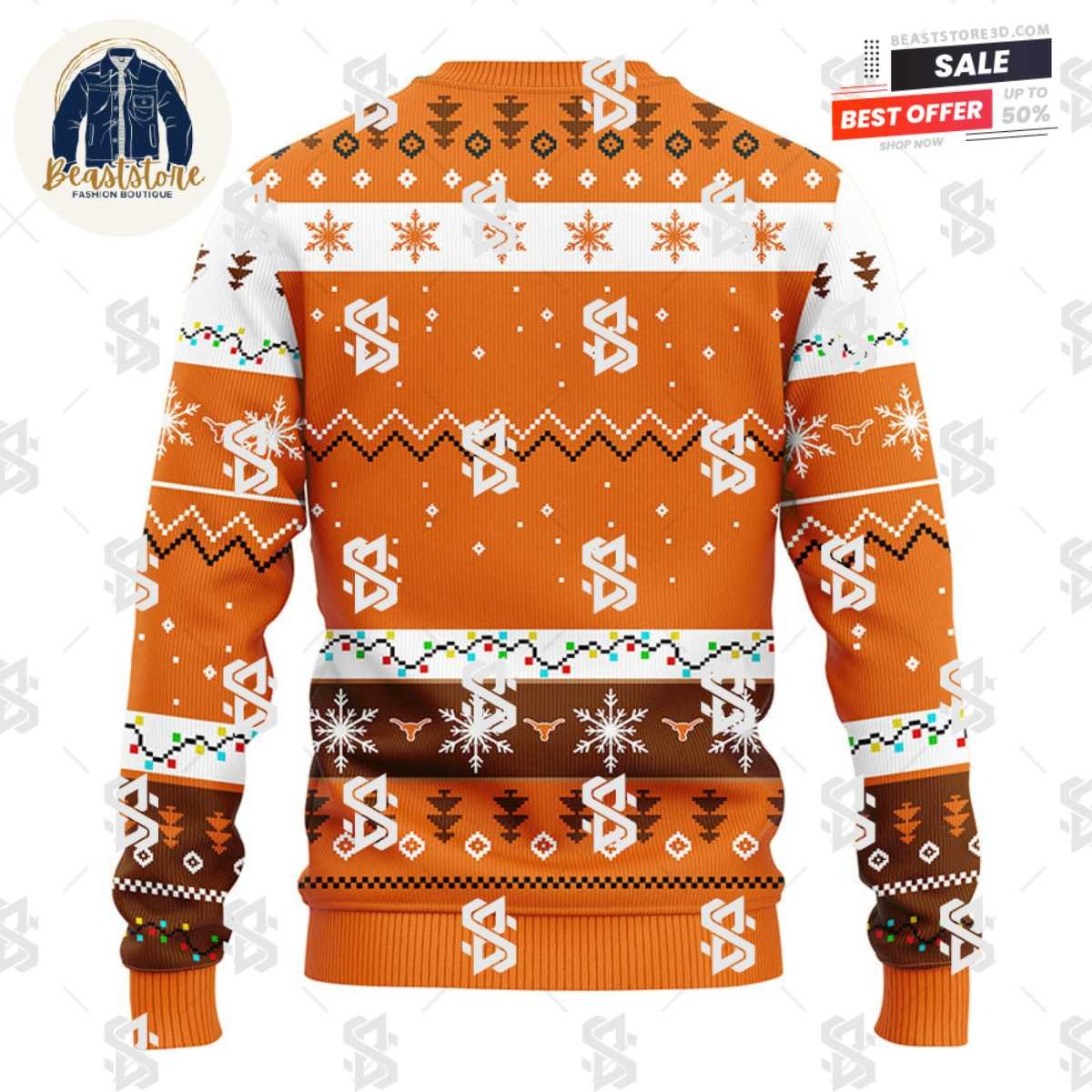Texas Longhorns Dabbing Santa Claus Christmas Ugly Sweater