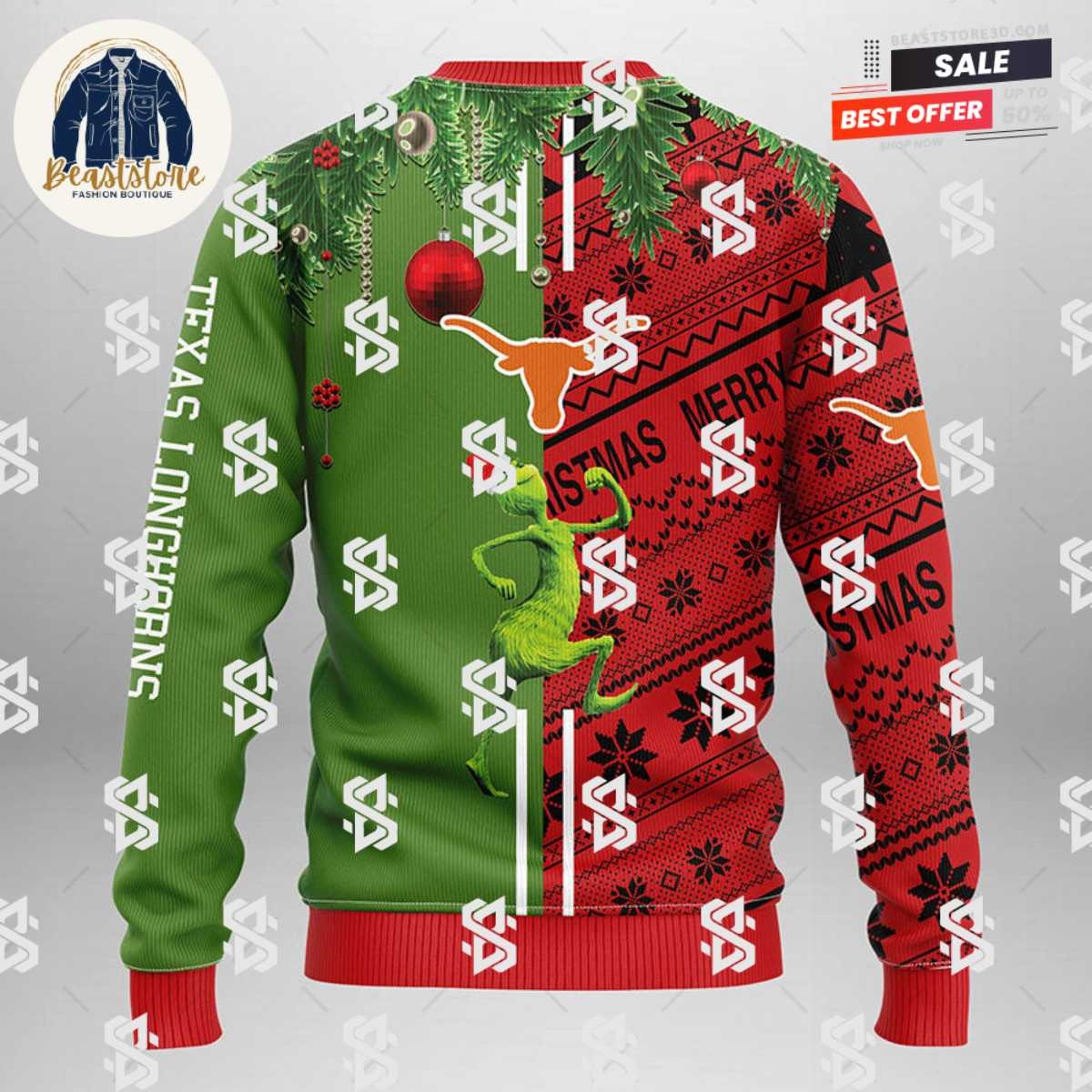 Texas Longhorns Grinch & Scooby-doo Christmas Ugly Sweater