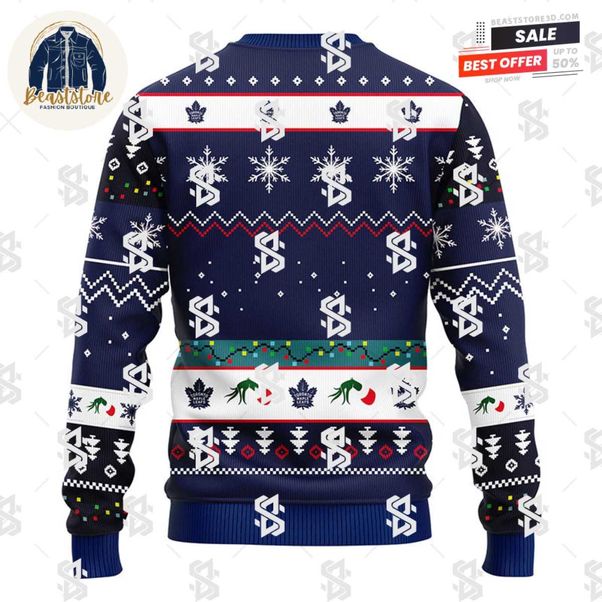 Toronto Maple Leafs 12 Grinch Xmas Day Christmas Ugly Sweater