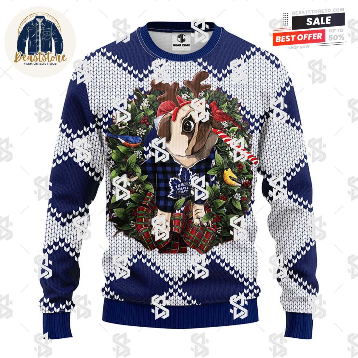 Toronto Maple Leafs Pub Dog Christmas Ugly Sweater