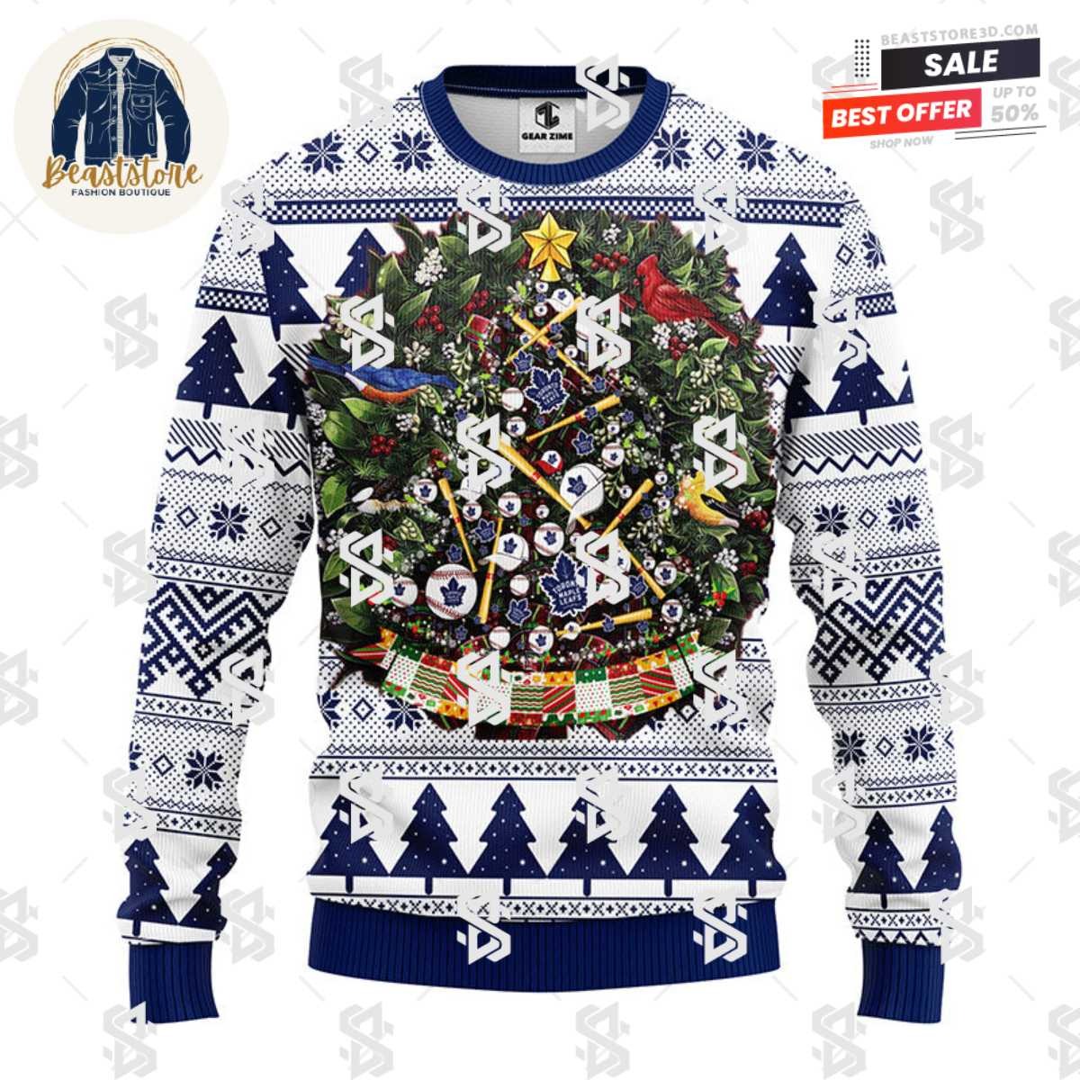 Toronto Maple Leafs Tree Ball Christmas Ugly Sweater