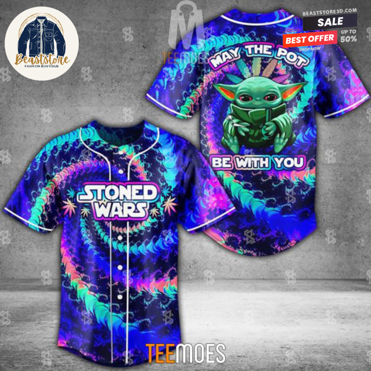 Trippy Stoned Wars May The Pot Be With You Baseball Jersey