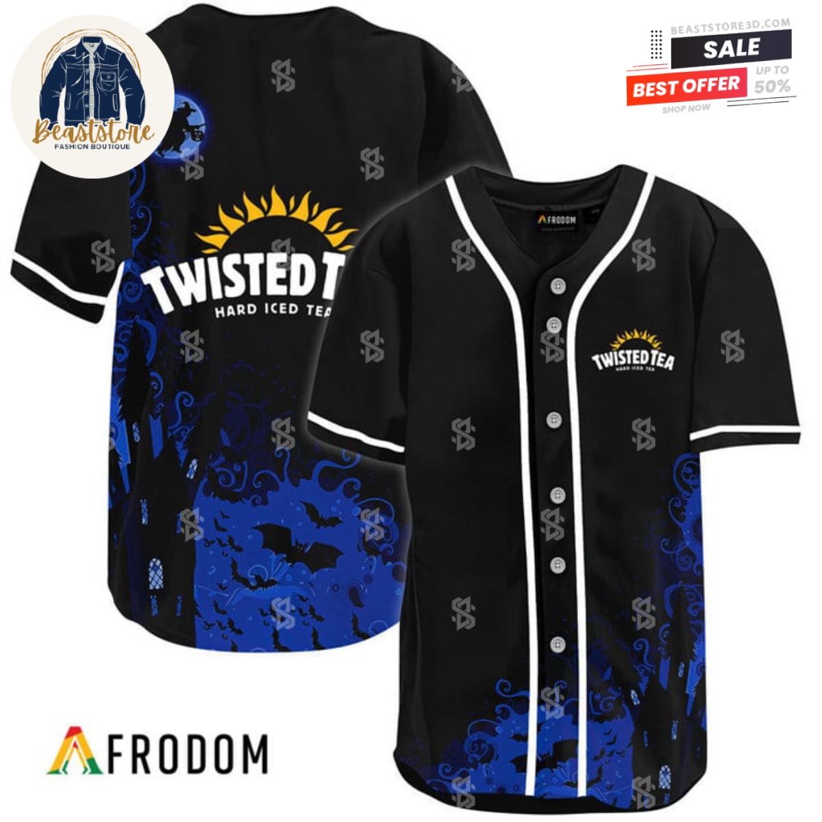 Twisted Tea Black Witch Halloween Baseball Jersey