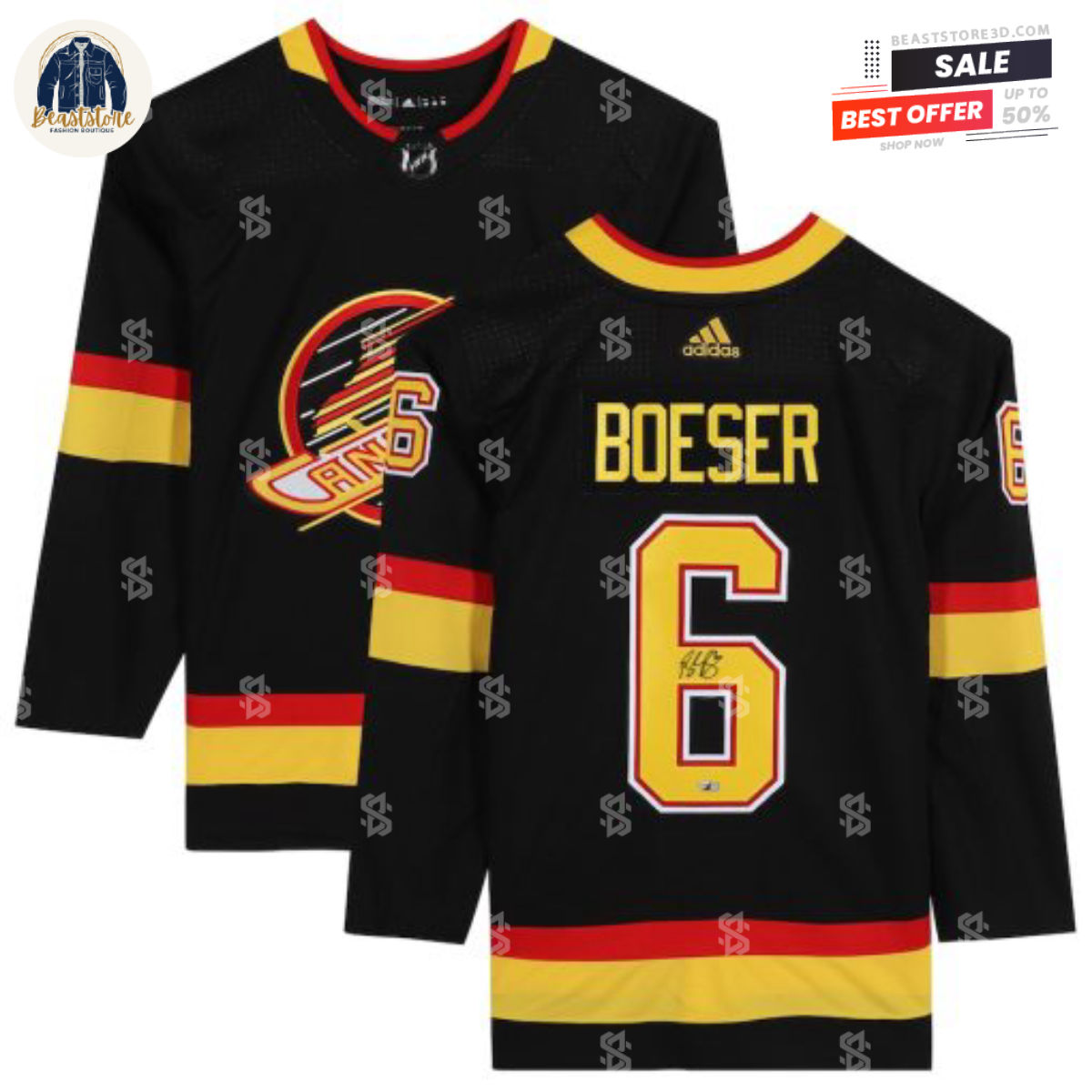 Vancouver Canucks Brock Boeser Black Alternate Adidas NHL Hockey Jerseys