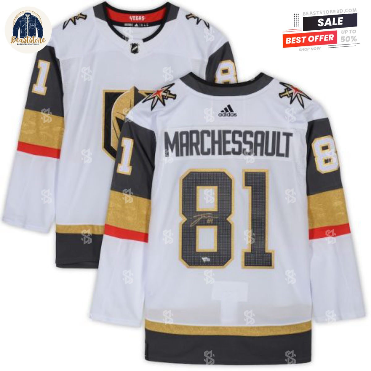 Vegas Golden Knights Jonathan Marchessault White Adidas NHL Hockey Jerseys