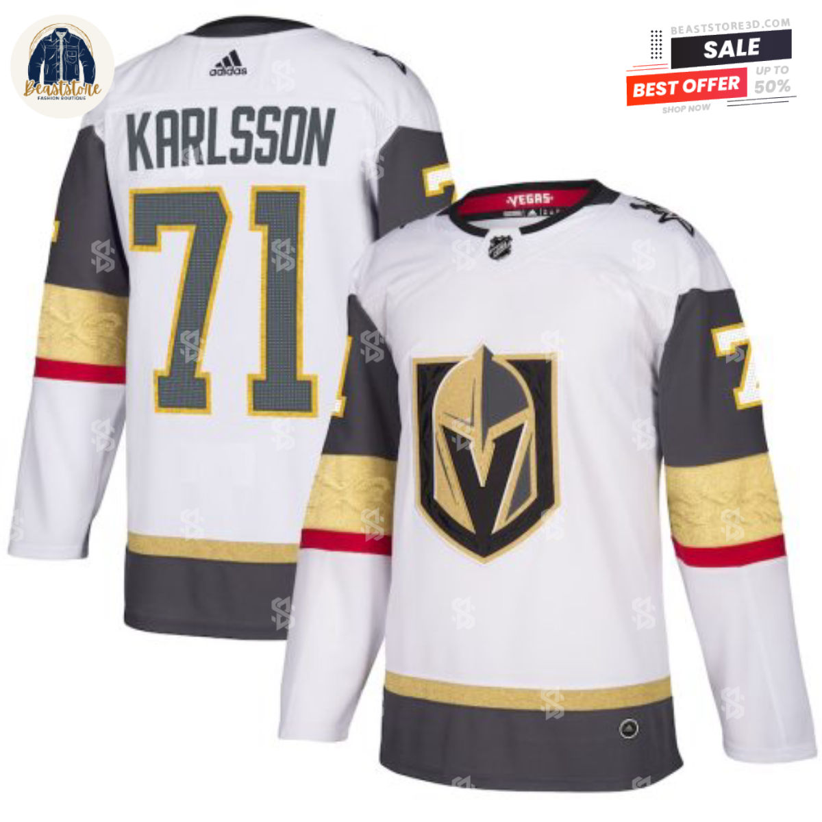 Vegas Golden Knights William Karlsson White Adidas NHL Hockey Jerseys