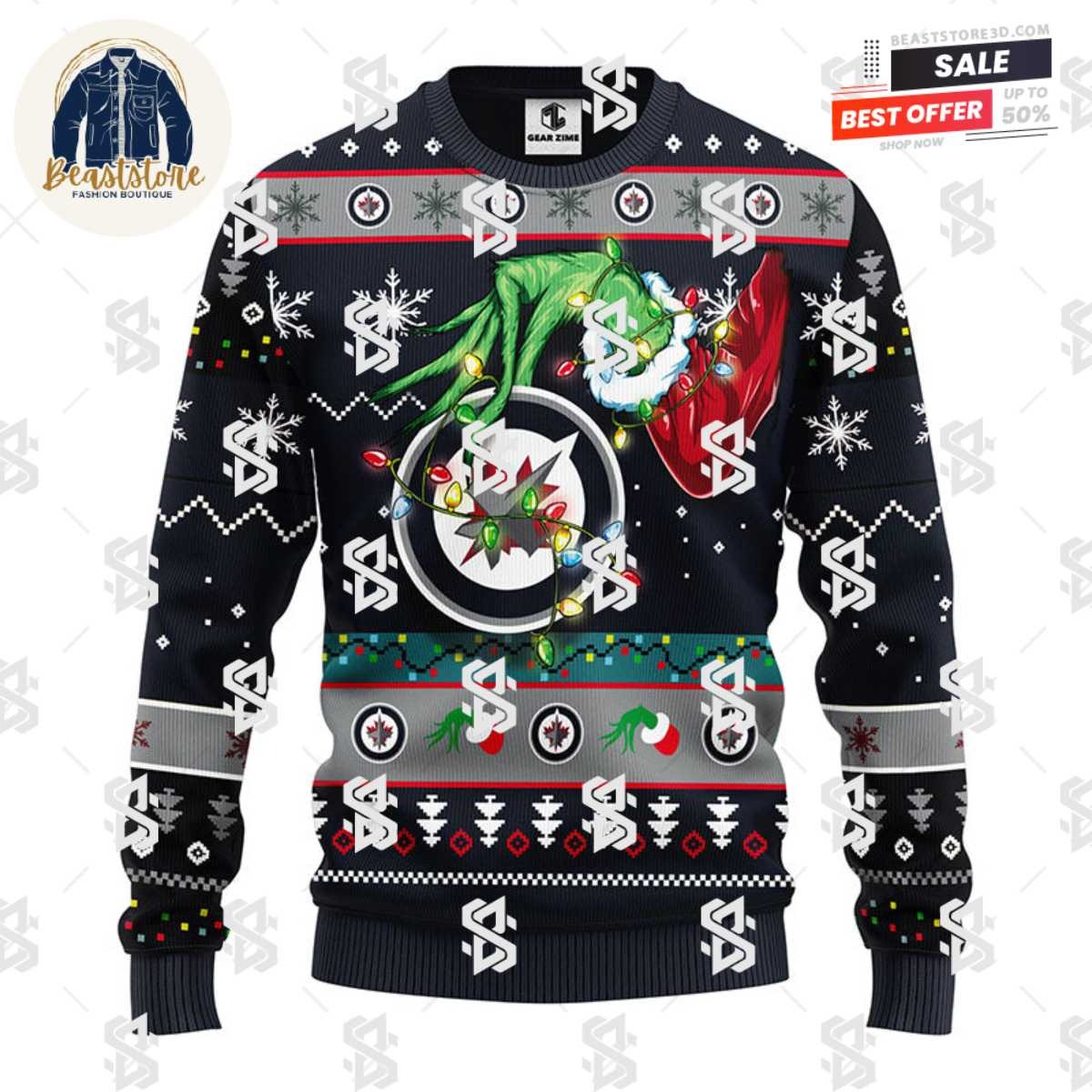 Winnipeg Jets Grinch Christmas Ugly Sweater