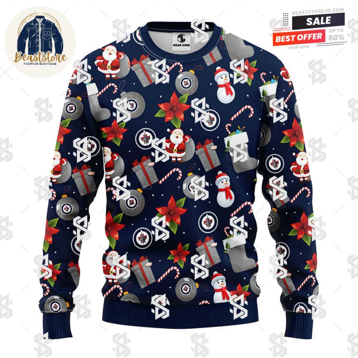 Winnipeg Jets Santa Claus Snowman Christmas Ugly Sweater