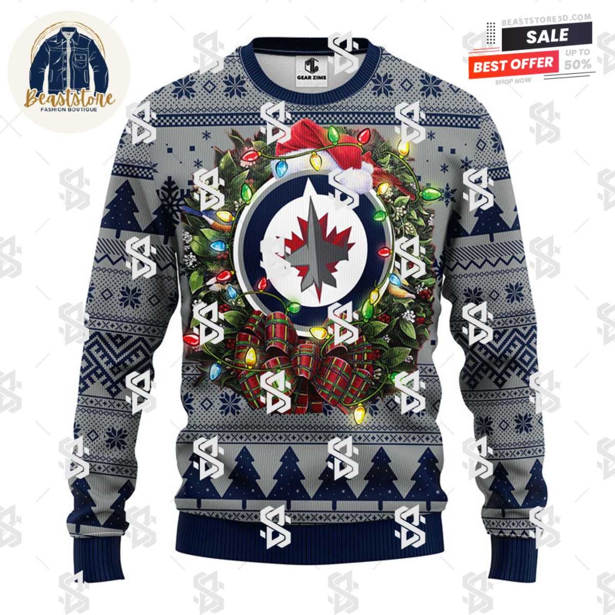 Winnipeg Jets Tree Ball Christmas Ugly Sweater