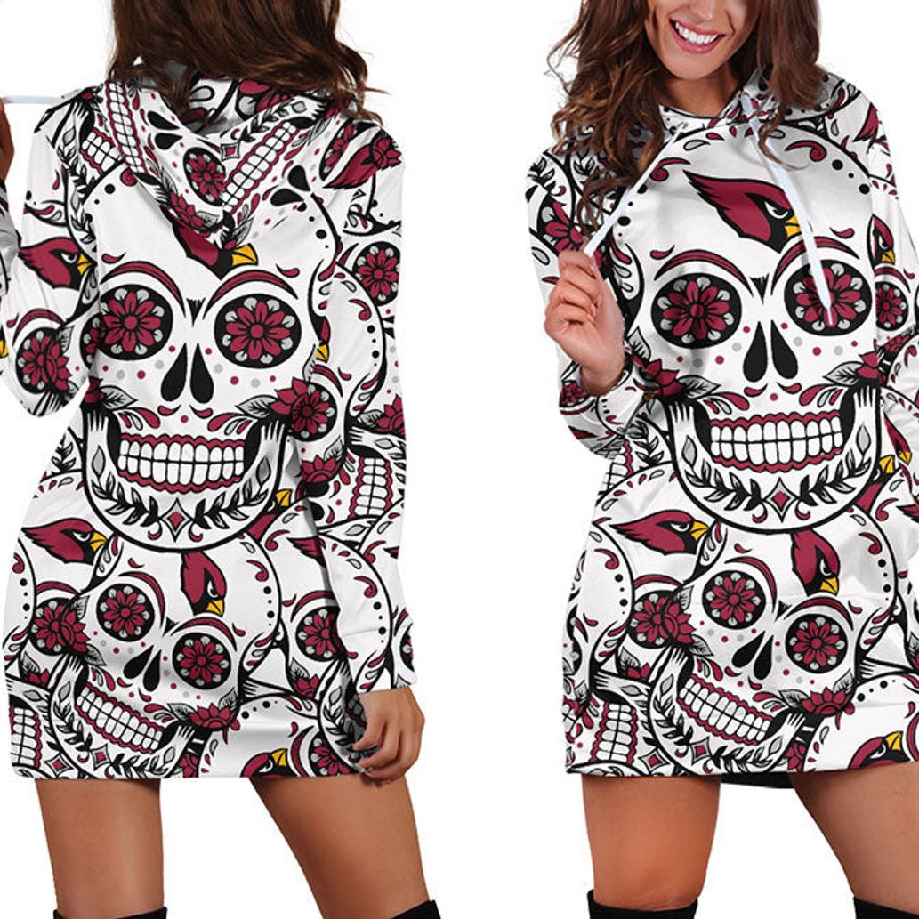 NFL Denver Broncos Skull Flower Orange Hoodie Dress 3D